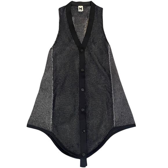 Missoni Sweater Vest Cardigan Sleeveless Racerback Knit Black Metallic Silver - Picture 1 of 16